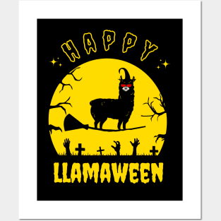 Happy llamaween llama witch Posters and Art